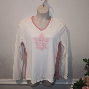 Roots NHL Pink & Cream Toronto Maple Leafs Long Sleeve T-Shirt